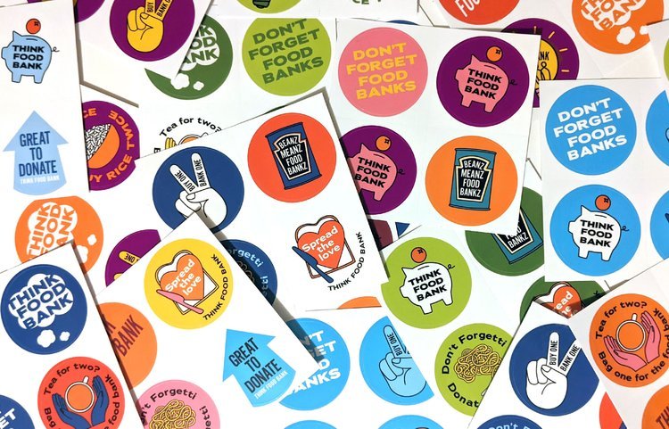 Think Food Bank Stickers