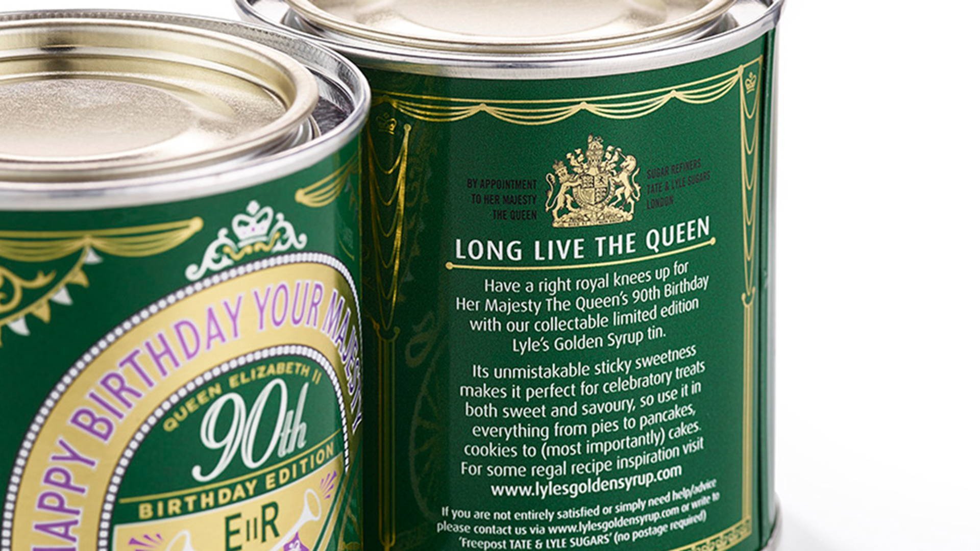 Queen's 90th Birthday packaging for Lyle's Golden Syrup