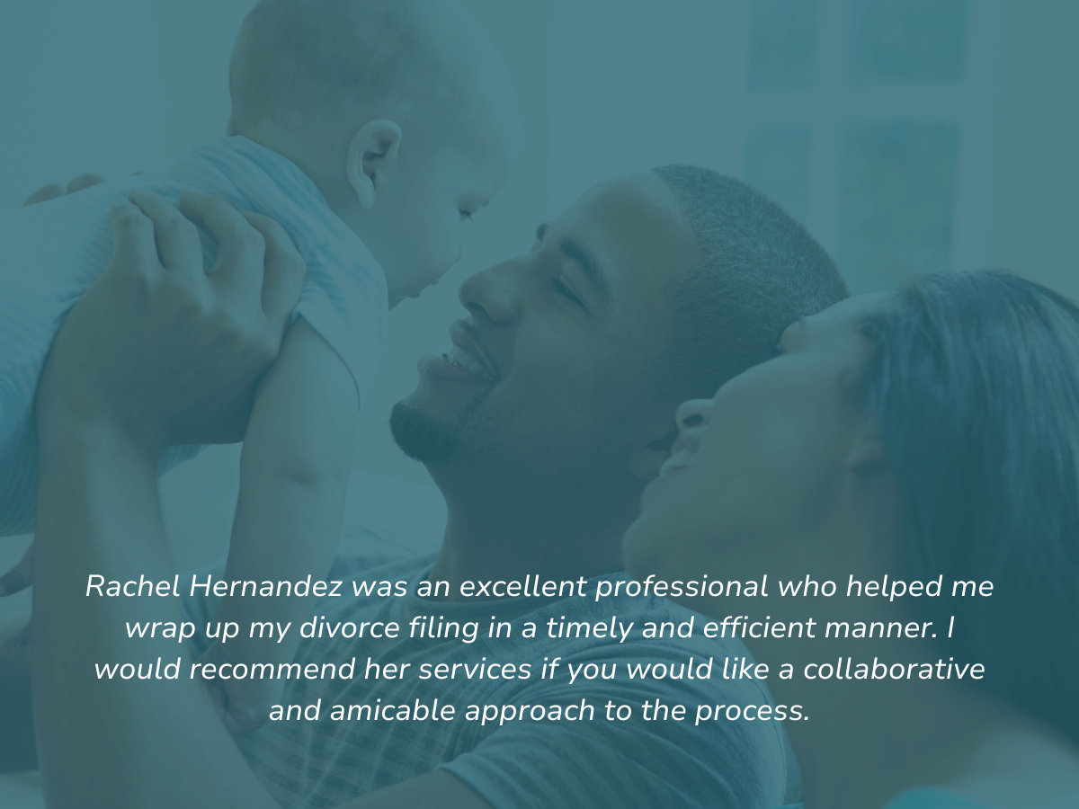 Rachel Hernandez was an excellent professional who helped me wrap up my divorce filing in a timely and efficient manner. I would recommend her services if you would like a collaborative and amicable approach to the process.