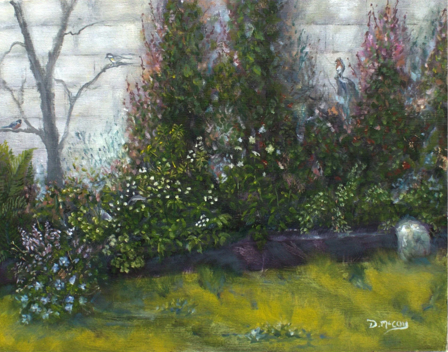 'My Garden Wall', oil on panel, 10.5 x 13.5cm