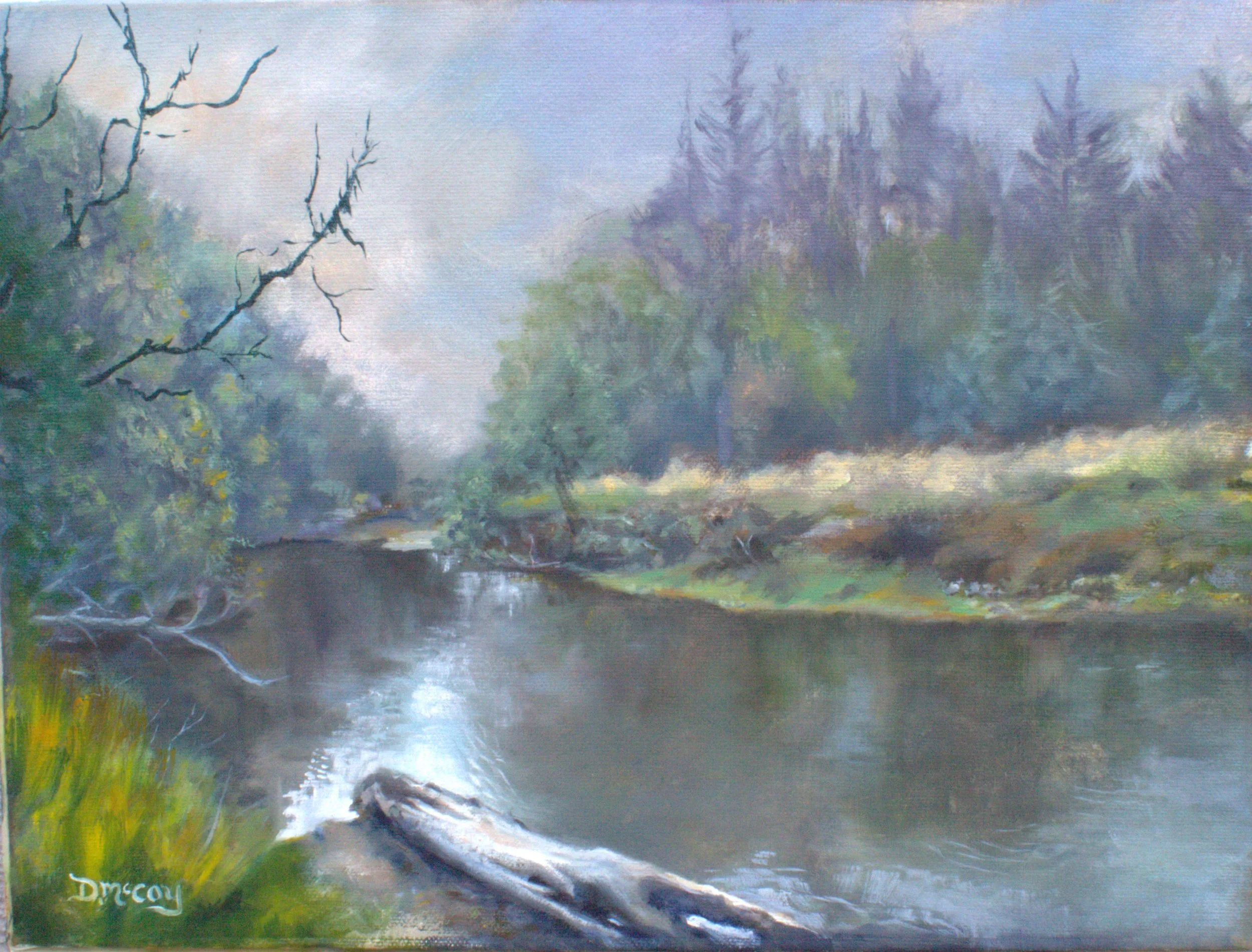 'The Avonmore River', oil on deep canvas, 12 x 16in