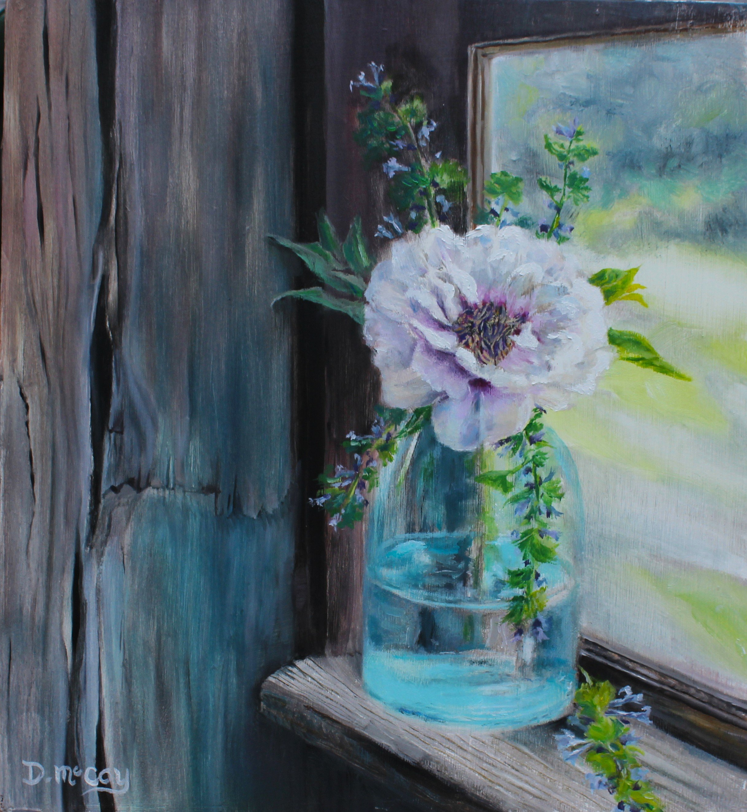 'Window View', oil on panel, 12 x11in, 2026