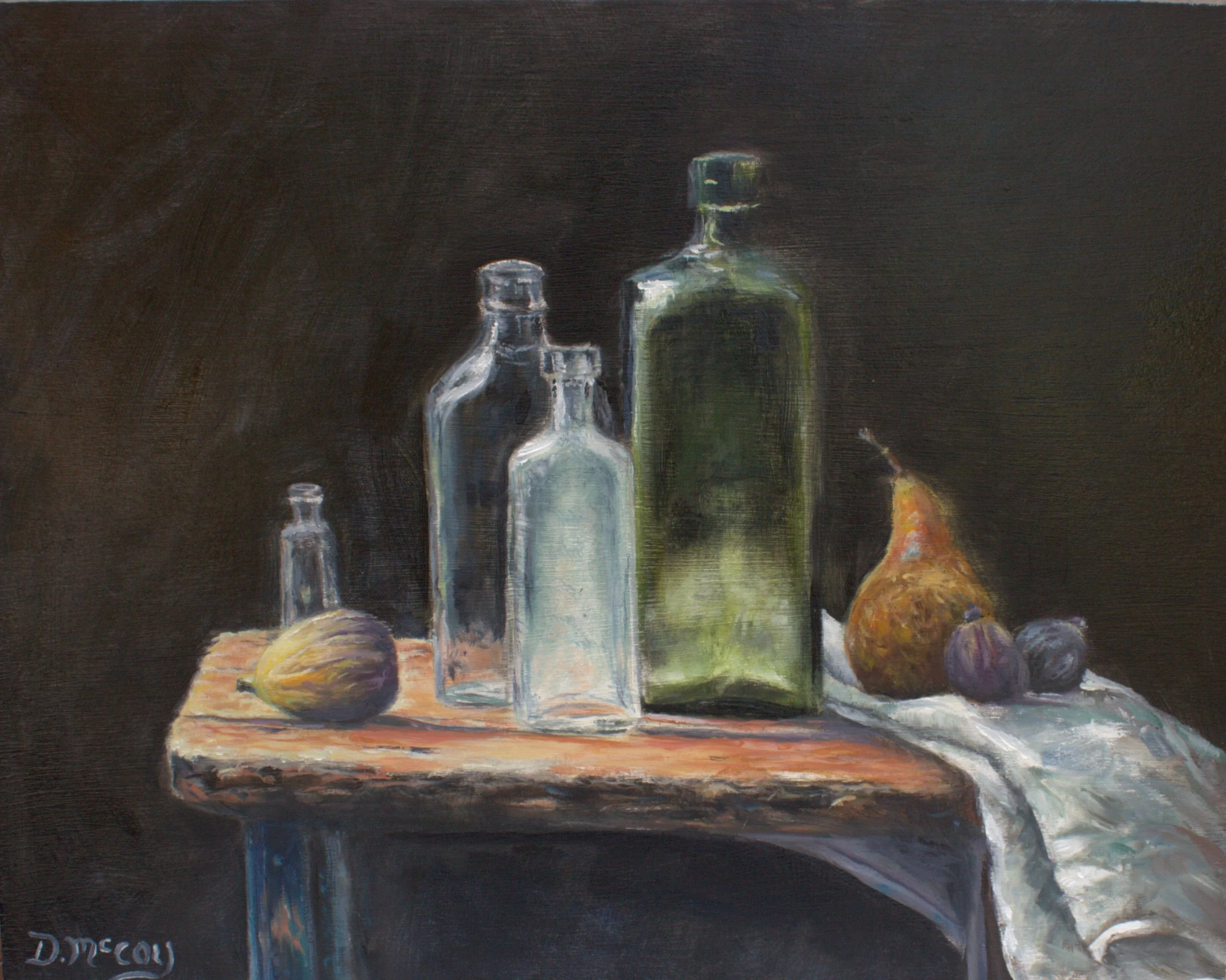 'Bottles', oil on panel, 26.5 x 33cm