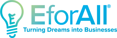 A colorful logo with the word 'EforAll' in stylized green and blue letters.
