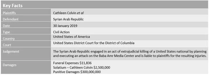 Colvin v Syrian Arab Republic