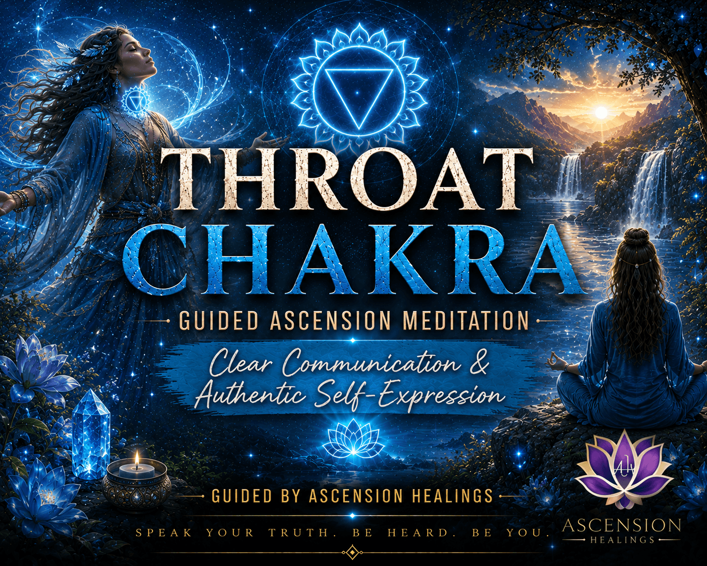 Throat Chakra Guided Meditation with 432Hz Crystal Singing Bowls – Clear Communication & Authentic Self-Expression
