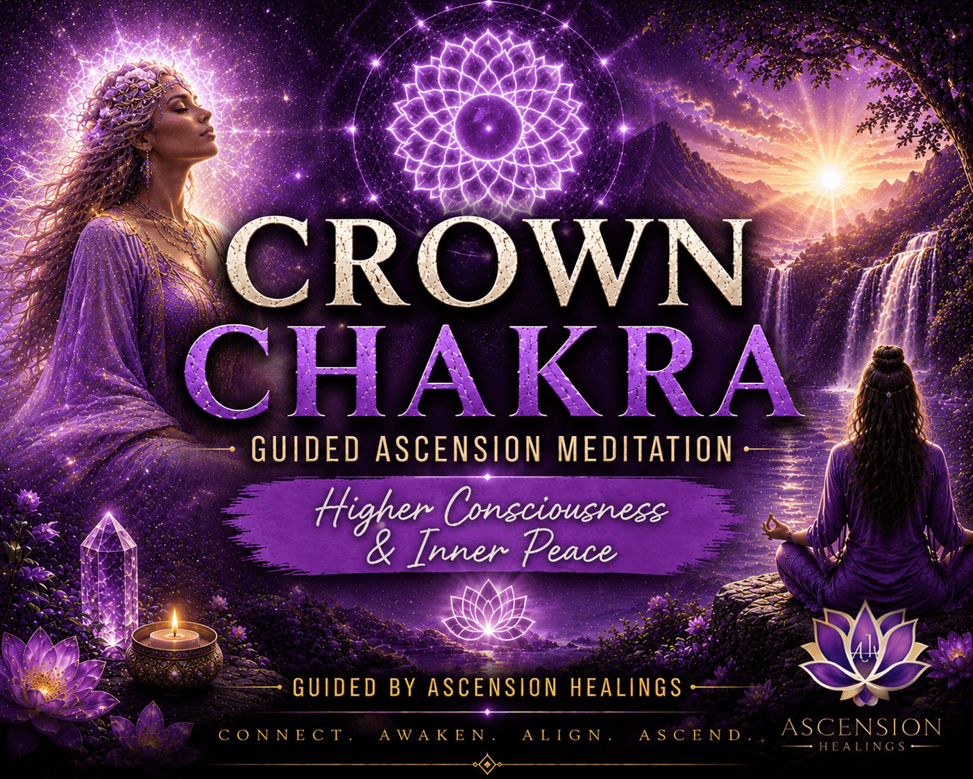Crown Chakra Guided Meditation with 432Hz Crystal Singing Bowls – Higher Consciousness & Inner Peace