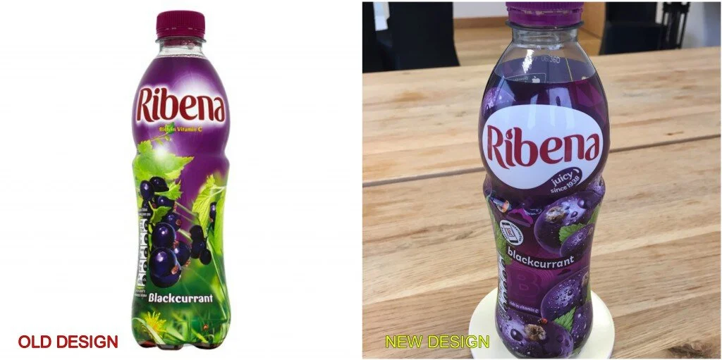 Ribena old and new design Shrink Sleeve