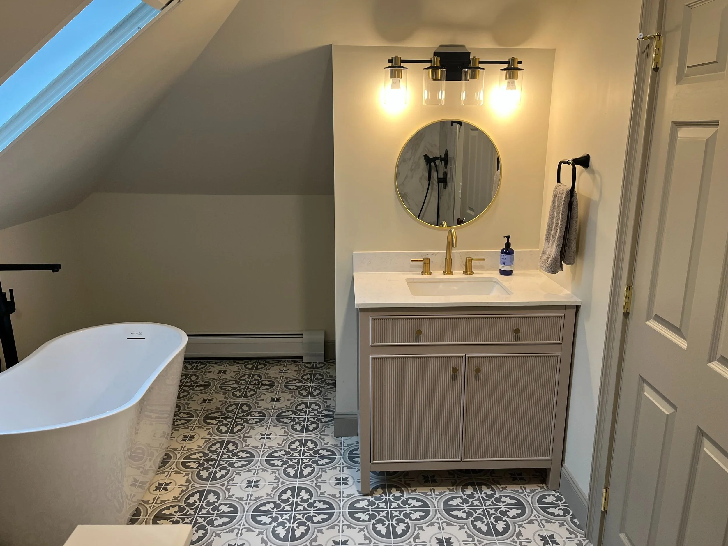 Full bathroom remodel completed with care in Western Massachusetts- Wisewood Craft Carpentry