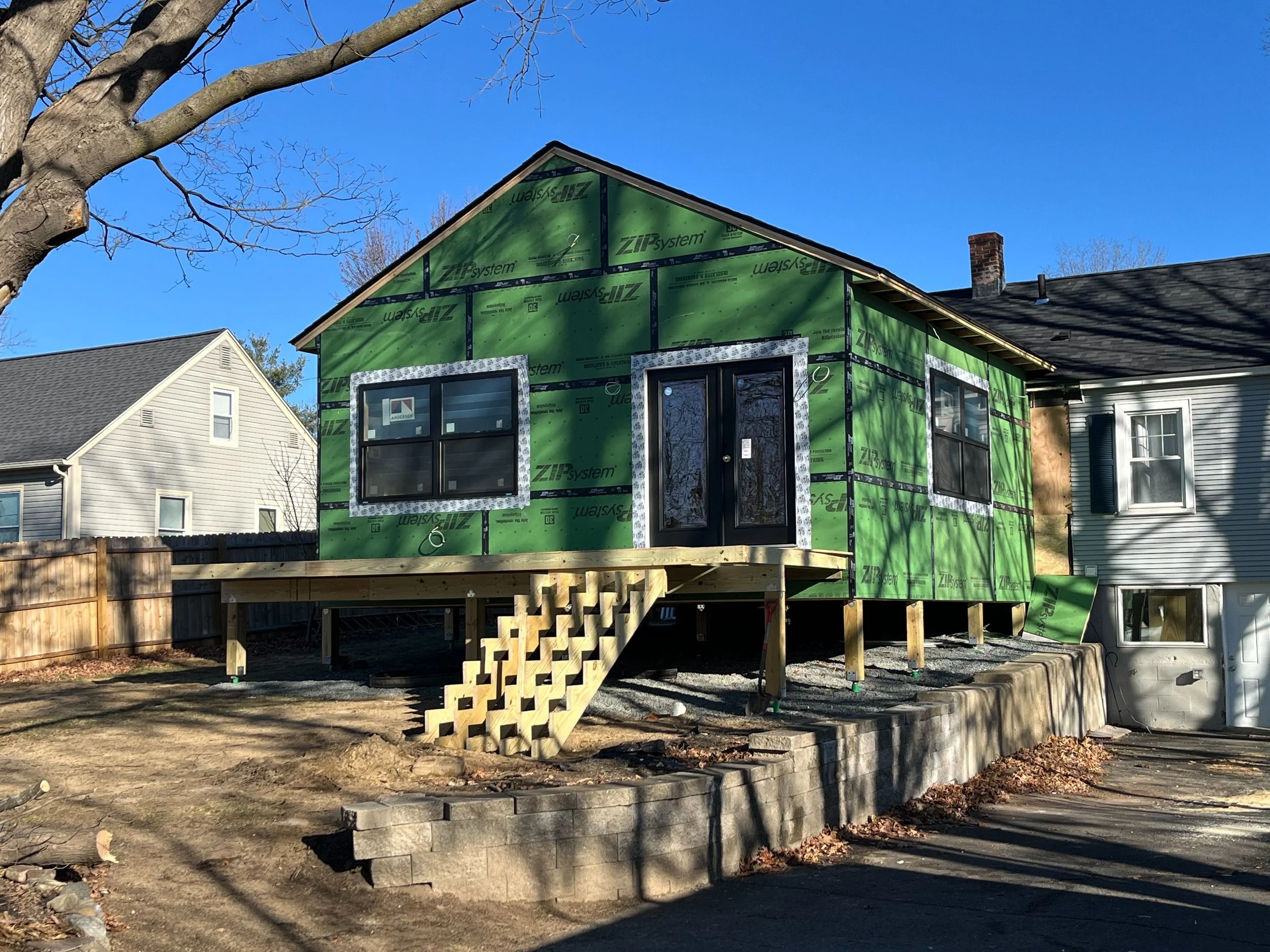 Custom addition under construction in Western Massachusetts - Wisewood Craft Carpentry.