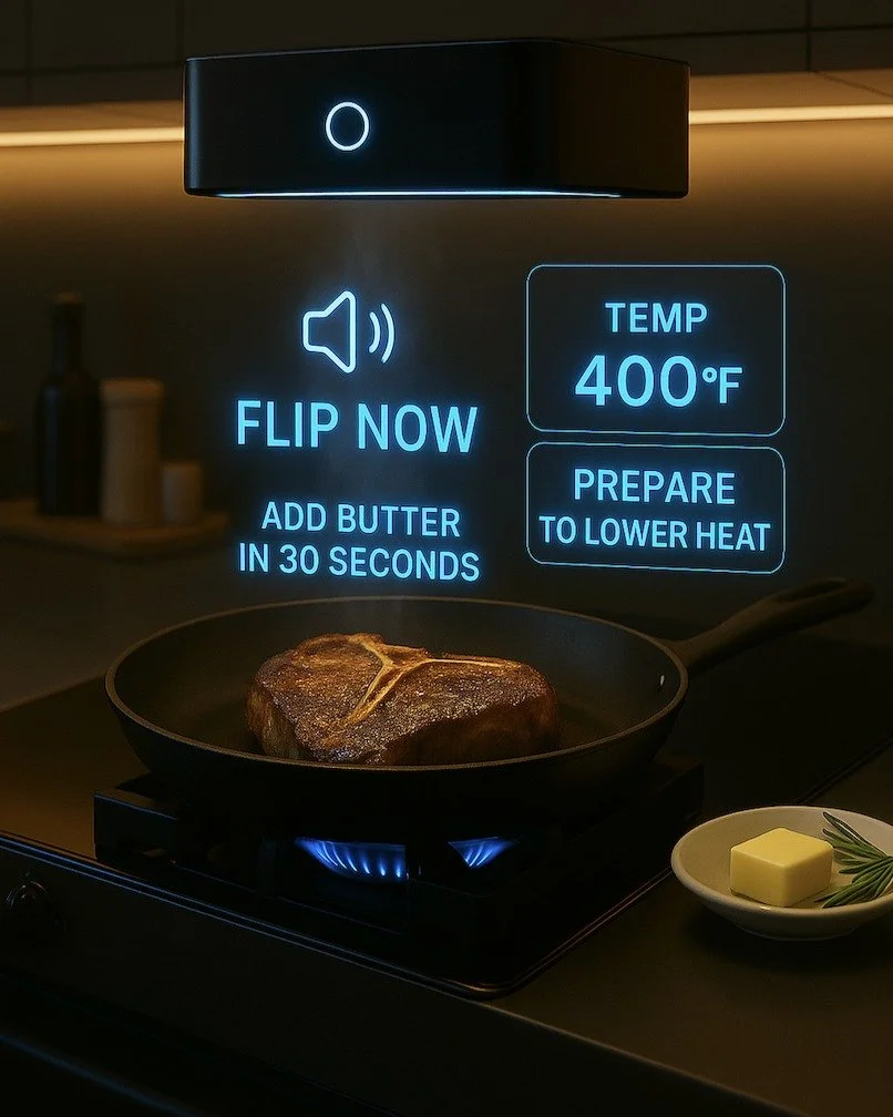 🔥 Perfect steak. Zero guesswork.
👀 Gambit tracks heat, sees doneness, and tells you exactly when to flip.

🍳 Launching January 2026 &mdash; join the waitlist now &rarr; gambitrobotics.ai