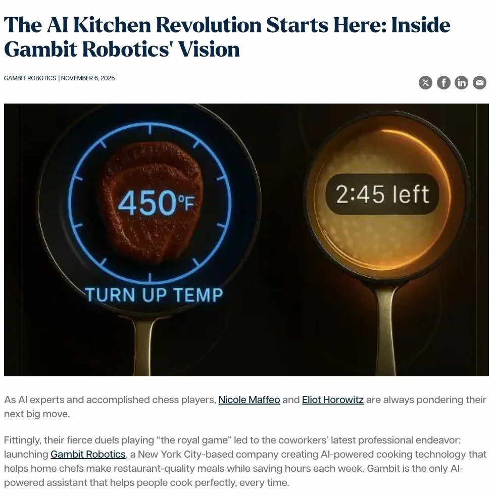 Thanks for the Gambit Robotics feature @foodinstitute Enjoyed chatting about AI, robotics, food, in home automation. 🤝 

&rarr; https://bit.ly/foodinst-gambit