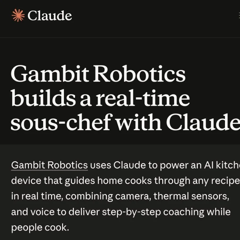 Big week for us at Gambit Robotics.
We launched on @Kickstarter, funded in 11 minutes 🚀

And were spotlighted by @claudeai as a reference case for embodied AI &mdash; showing how Claude powers real-time, multimodal cooking assistance in real kitchen