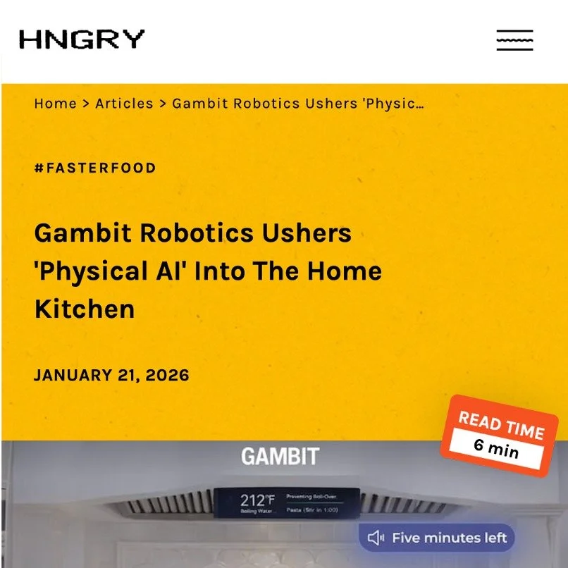 @hngrytv and @thespoontech covered how Gambit brings physical AI into the home kitchen. 

Thank you for the spotlight. We are excited for the future of food tech. 
🔗 Full articles in comments