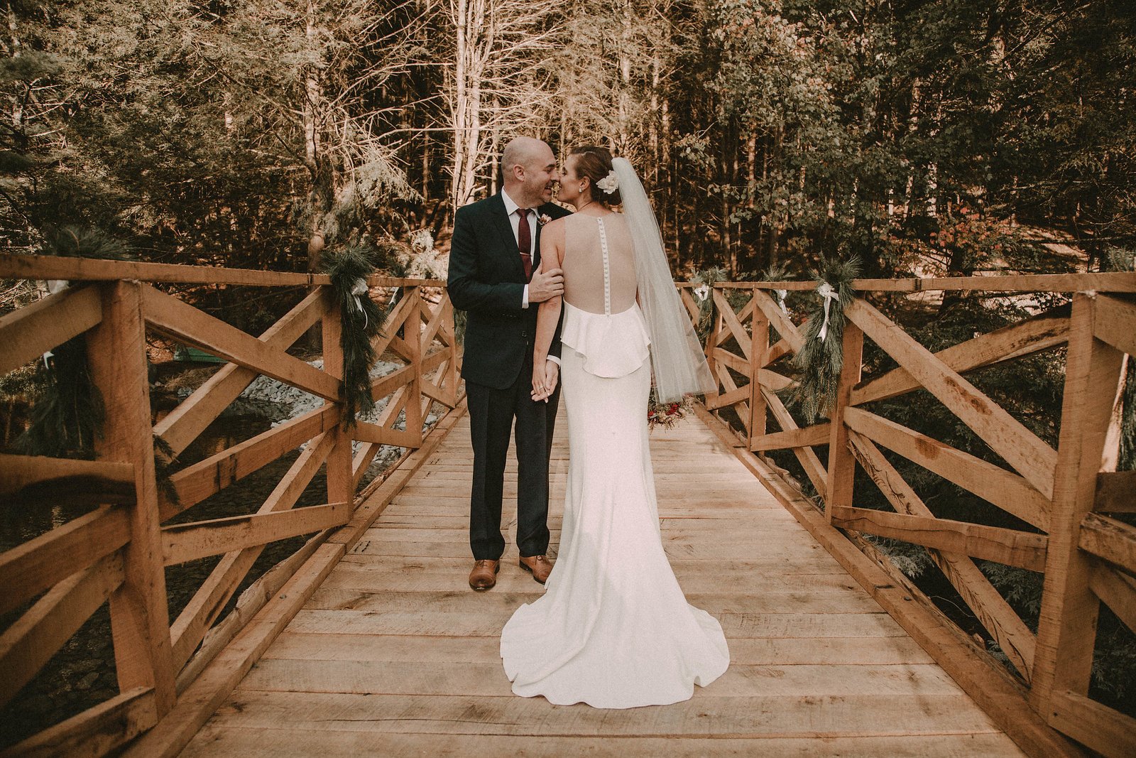 Wedding couple celebrating at Pine Brook Manor