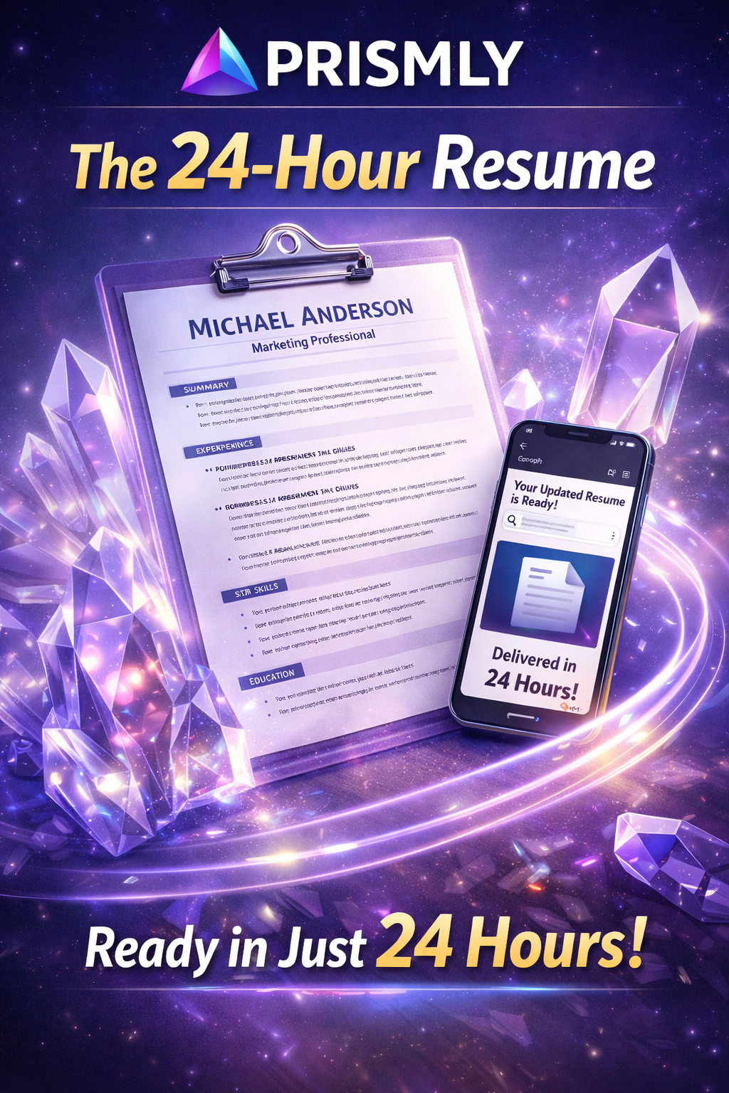 24 hour resume, resume, resume writing, one day resume,  fast resume, resume services, prismly, the 24 hour resume, the twenty four hour resume