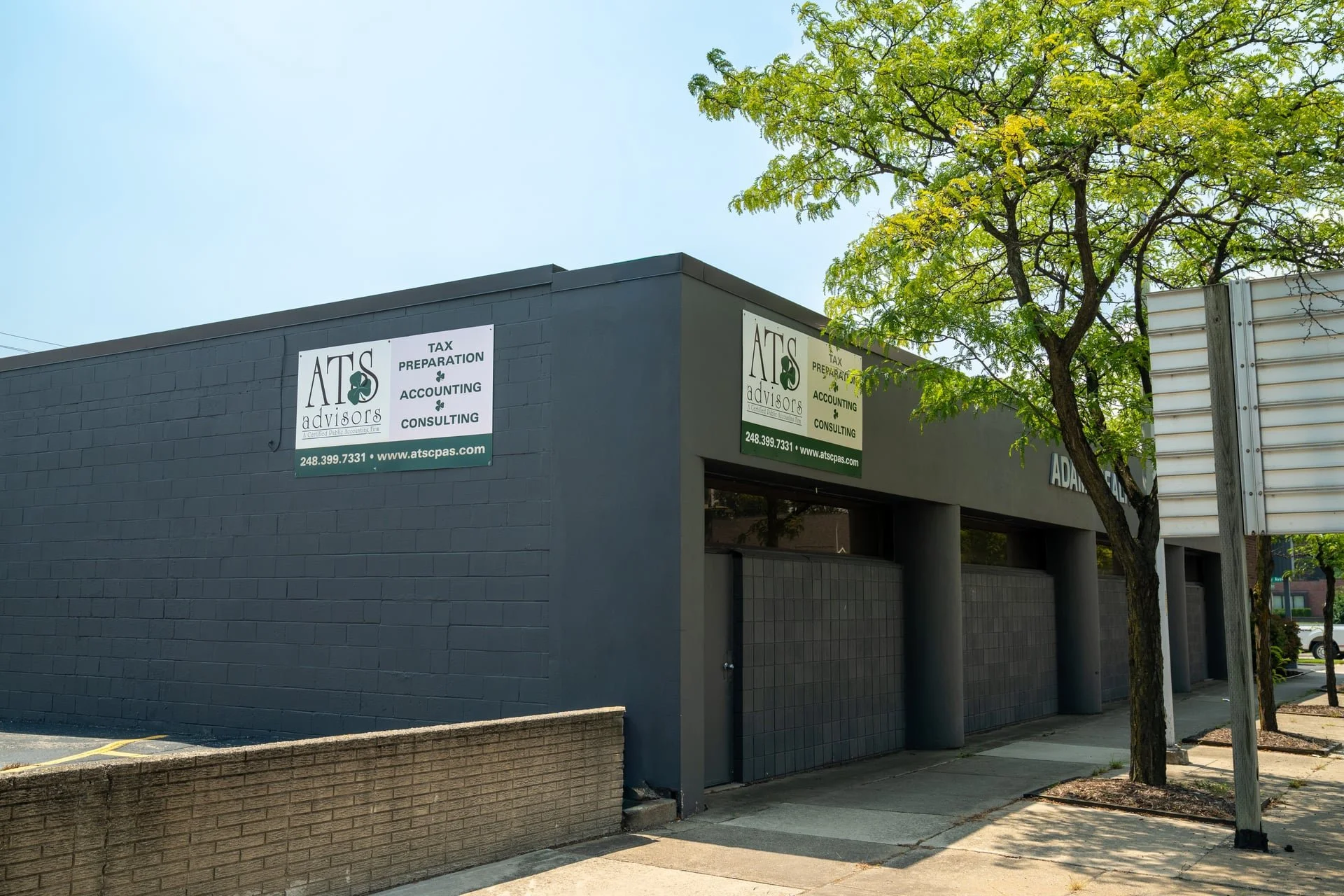 Exterior of ATS CPAs building providing business tax and payroll services