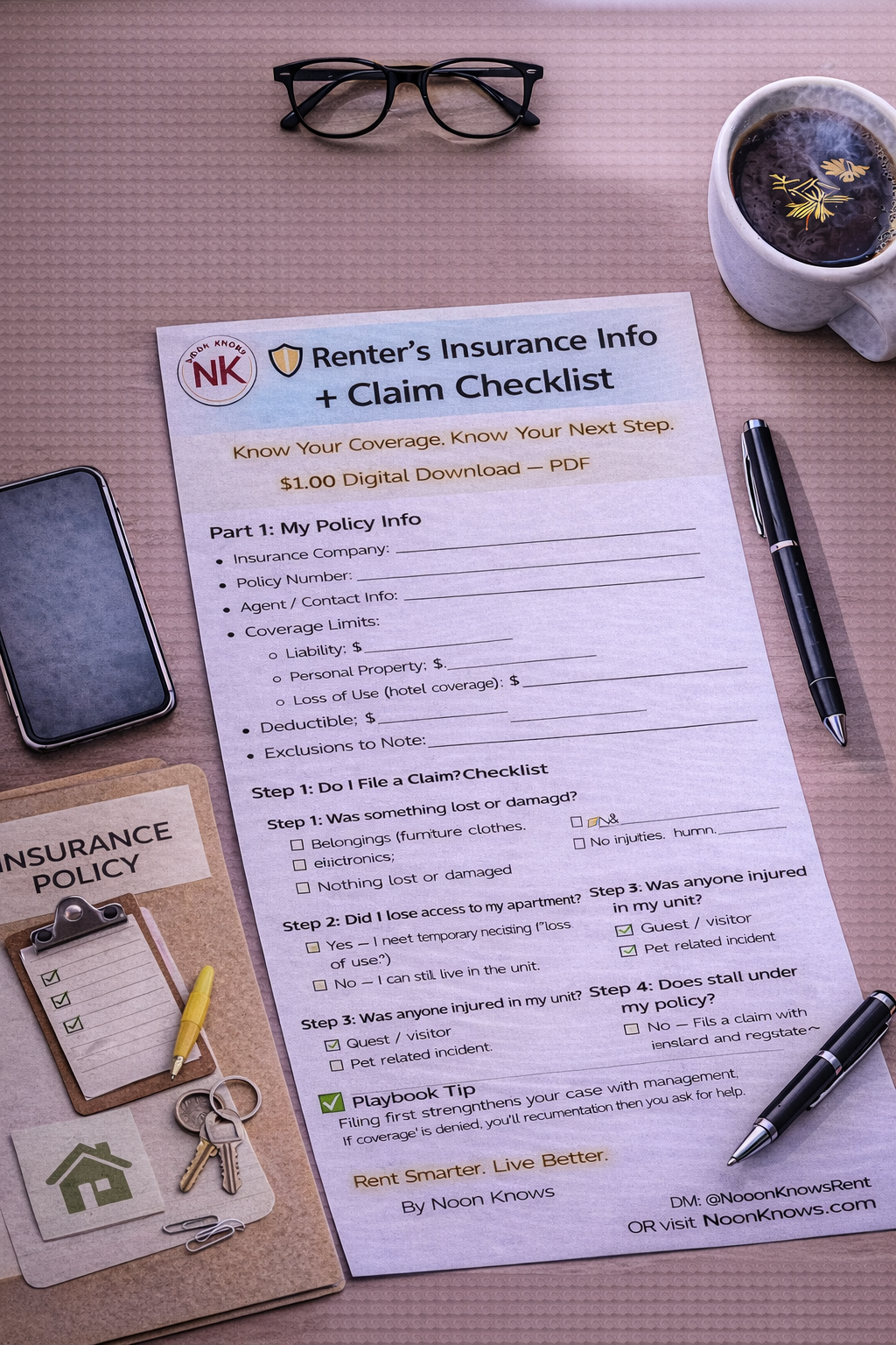 🛡 Renter’s Insurance Info + Claim Checklist
