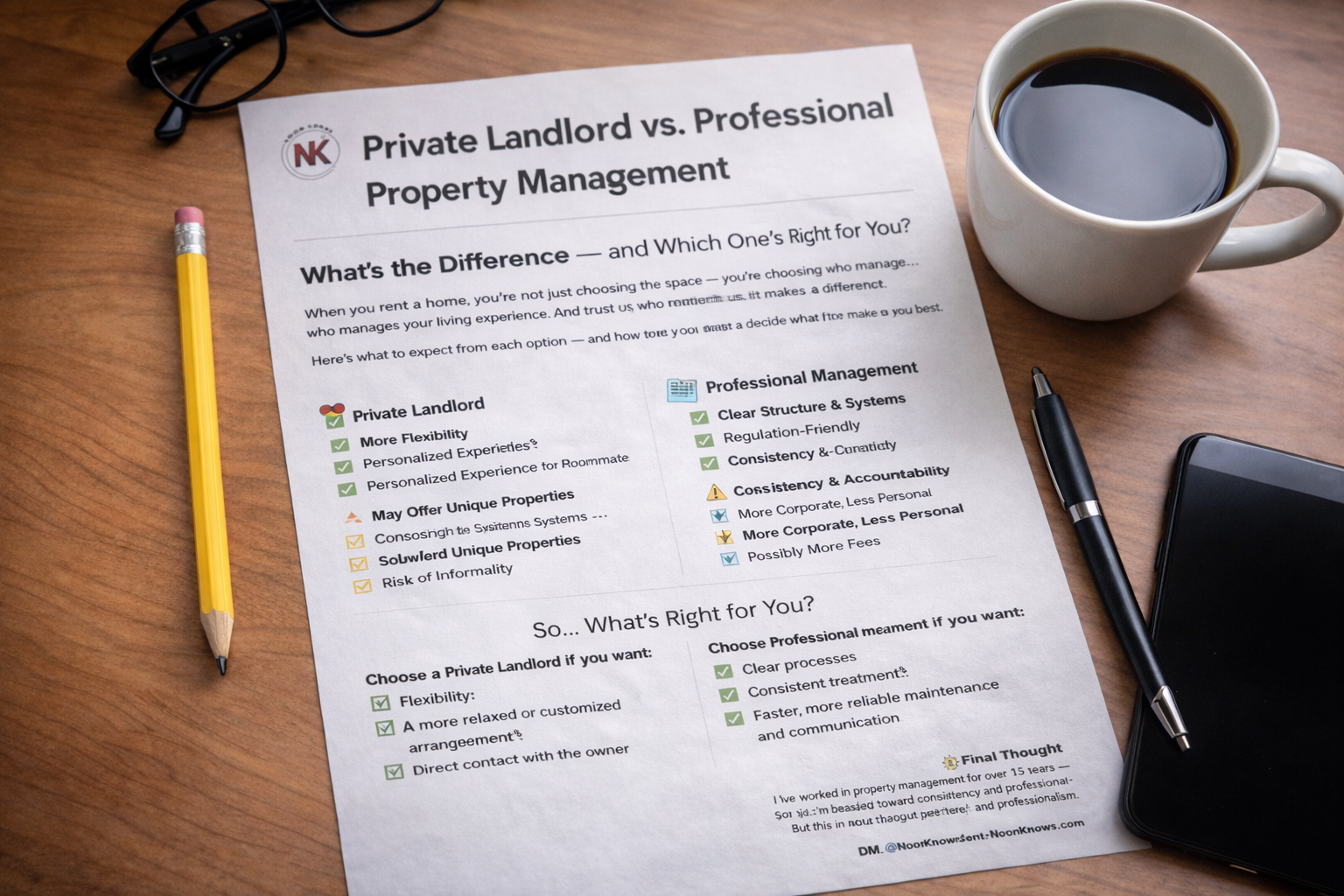Private Landlord vs. Professional Management