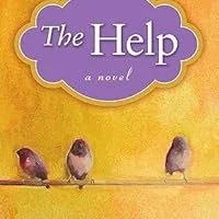 Book cover titled "The Help" with a purple header and three birds perched on a wire against a yellow background.
