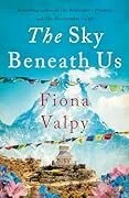 Book cover titled 'The Sky Beneath Us' by Fiona Valpy with an illustration of a mountain landscape and sky.