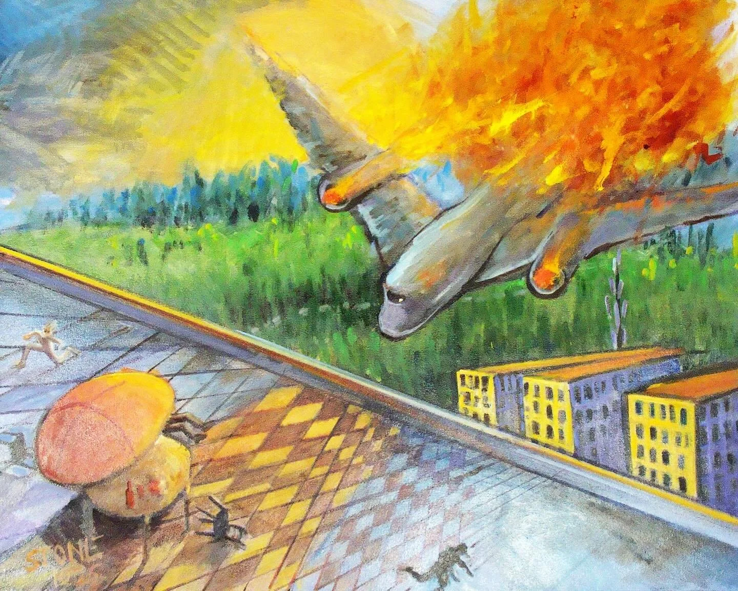 Another look at one of Jack&rsquo;s recent works, &ldquo;Forced Landing&rdquo;.
.
.
.
.
#art #expressionist #painting #artist #northcarolina #greensboro