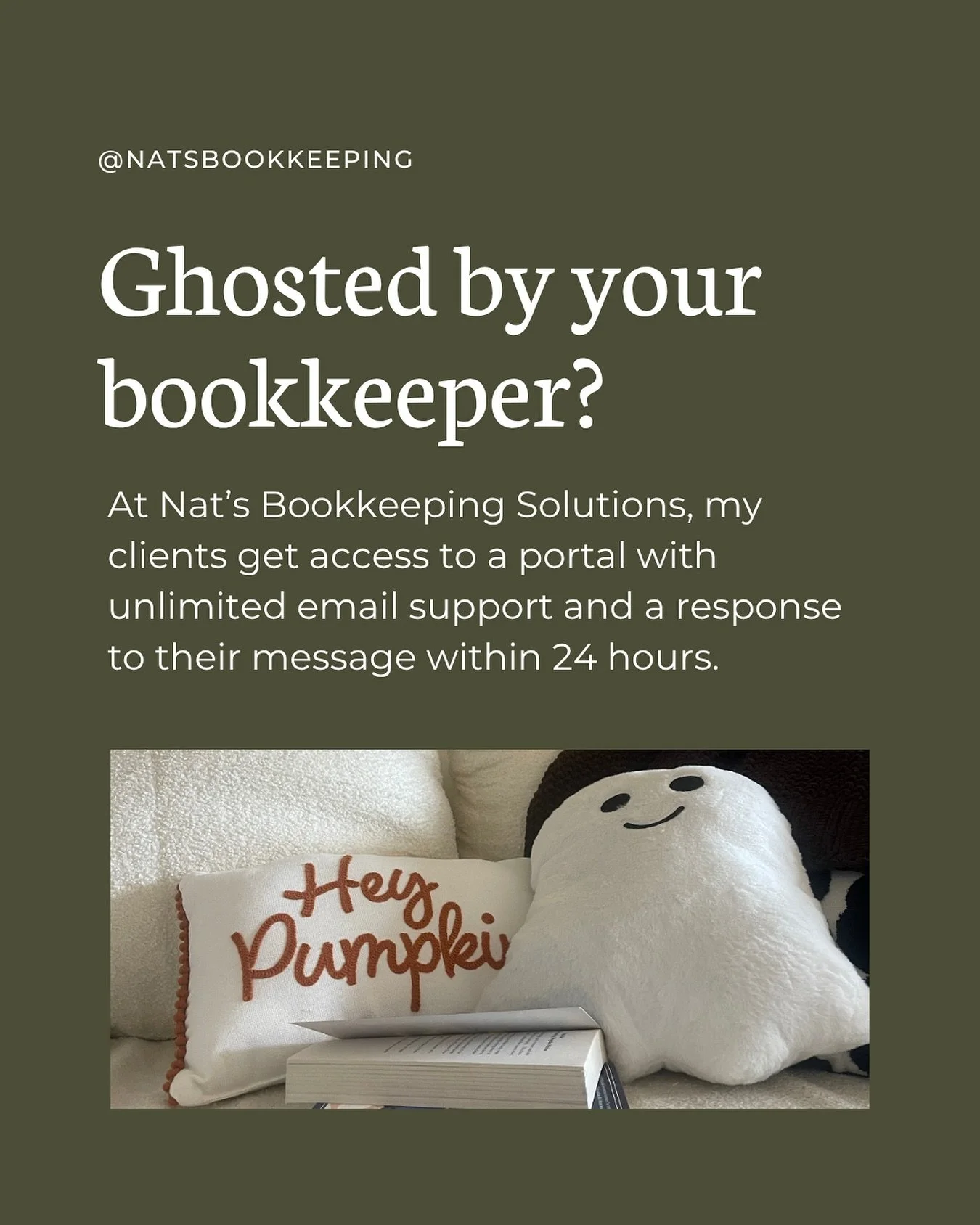 With Nat&rsquo;s Bookkeeping Solutions, you get:

&rarr; A client portal with unlimited email support (yes, really)

&rarr; Answers that small business owners can actually understand without an accounting degree

&rarr; A response to your message wit