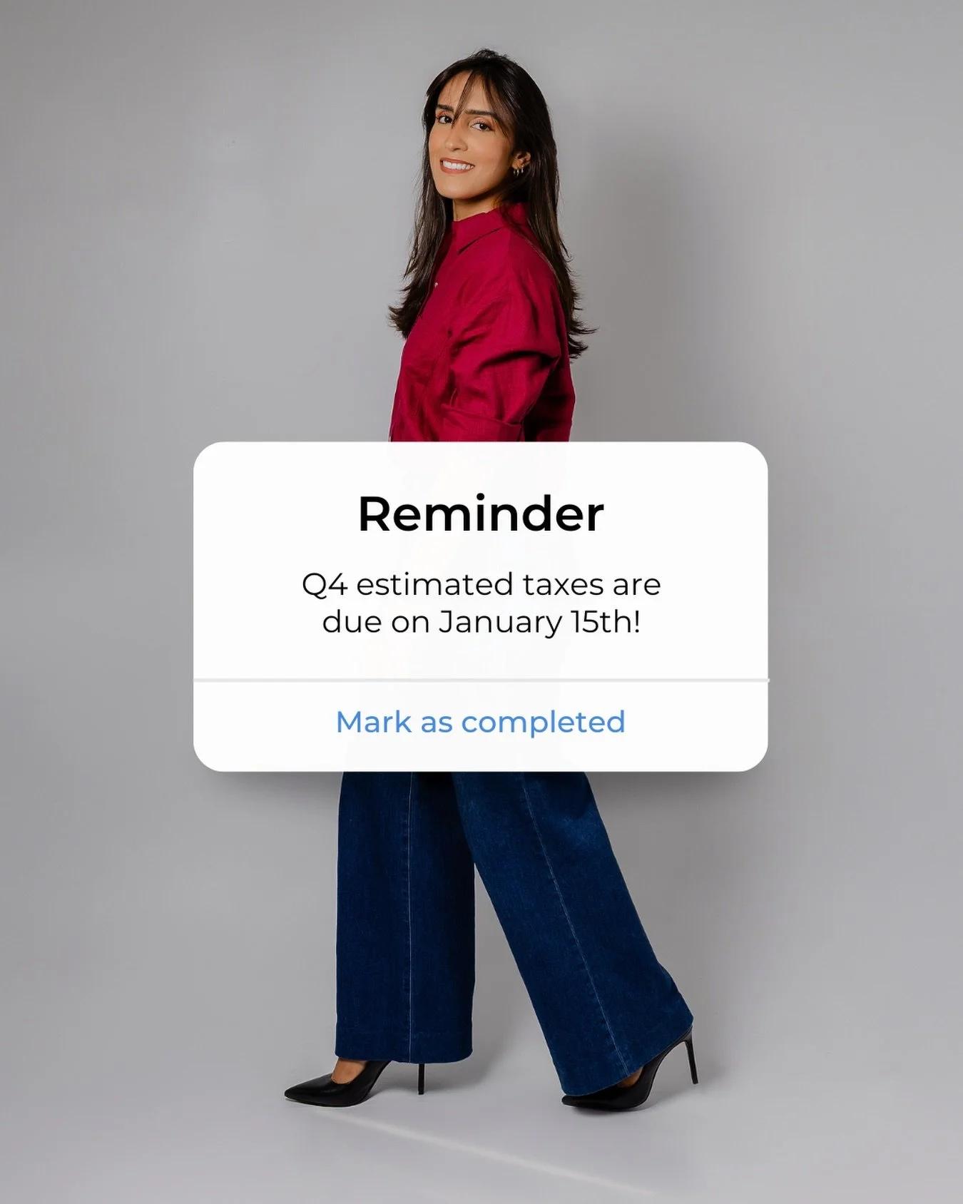 It&rsquo;s officially time to take down your Christmas lights, put away those ornaments, and pay your Q4 estimated tax payment by Thursday, January 15th! 📆

These are your &ldquo;pay-as-you-go&rdquo; tax payments that you most likely need to make if