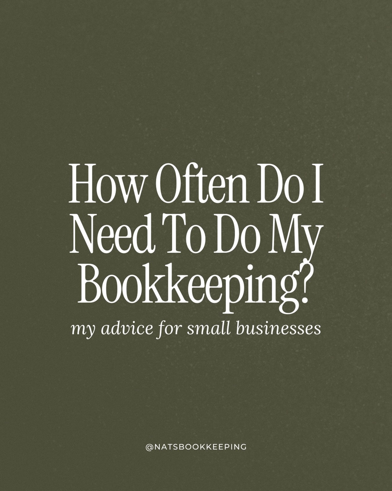 HONESTY HOUR: Small businesses, how often are you actually doing your bookkeeping? 👀

In my opinion, you need to be doing your bookkeeping on a monthly basis (and that&rsquo;s the bare minimum).

The more often you&rsquo;re in your books, the easier