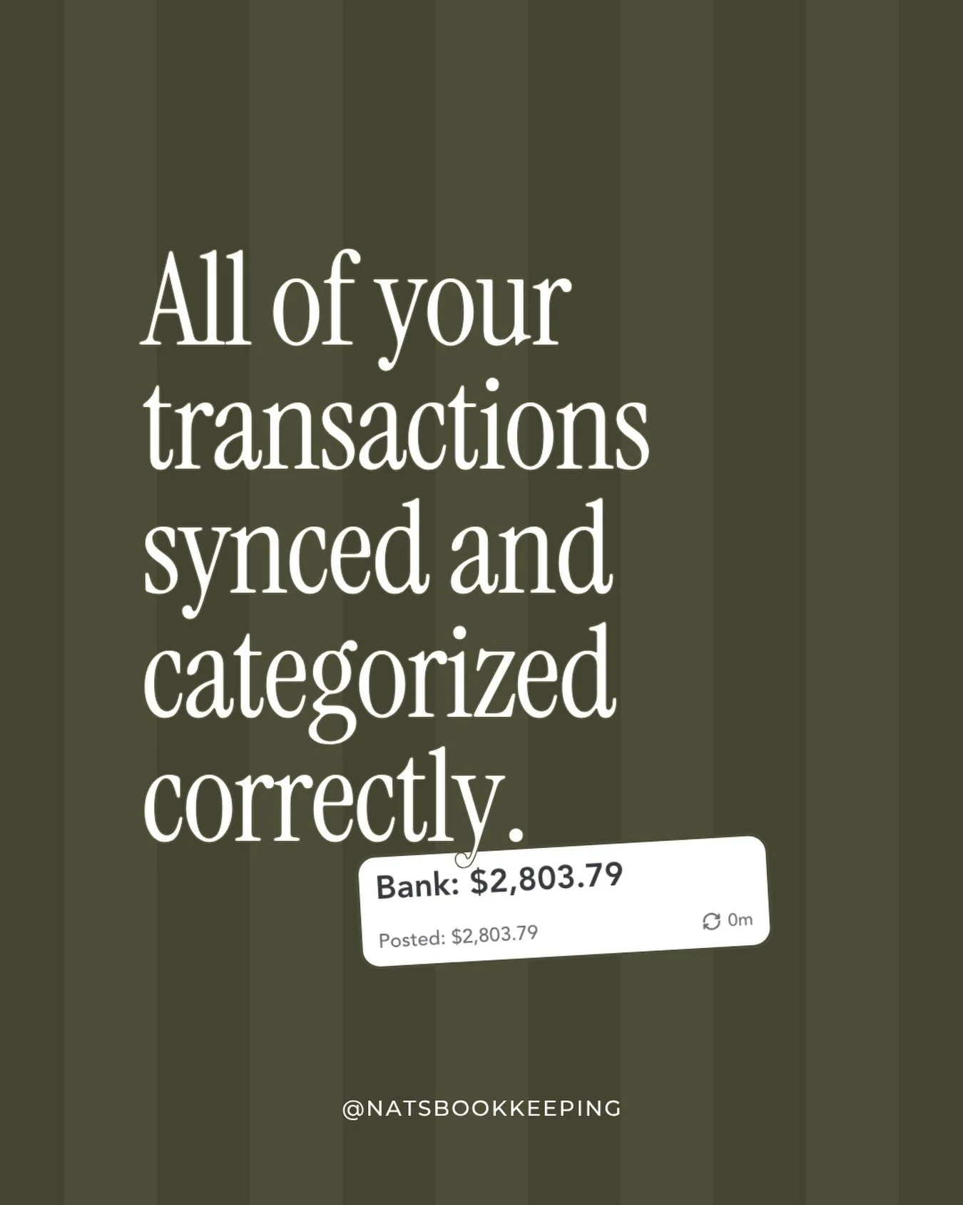 In my personal record book, you can&rsquo;t say you have squeaky clean bookkeeping if you don&rsquo;t have:

&rarr; All of your transactions entered + categorized (this means nothing should be showing up under your uncategorized expenses).

&rarr; Al