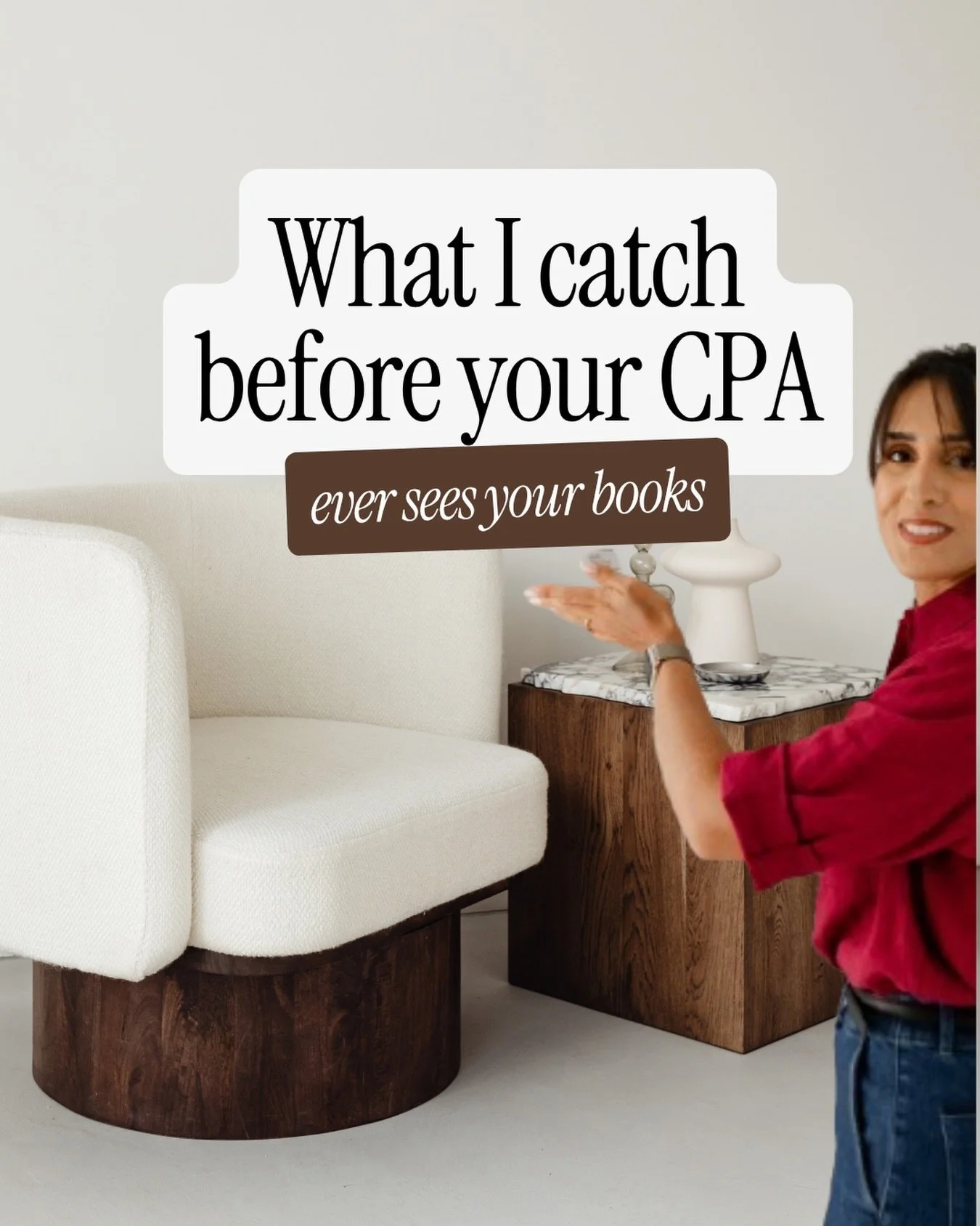 I&rsquo;m kind of like the Instagram filter your bookkeeping has to go through before your CPA ends up with the beautiful, cleaned-up version. 🤭

Your tax accountant&rsquo;s job is to file an accurate return, but they can&rsquo;t do their job if you