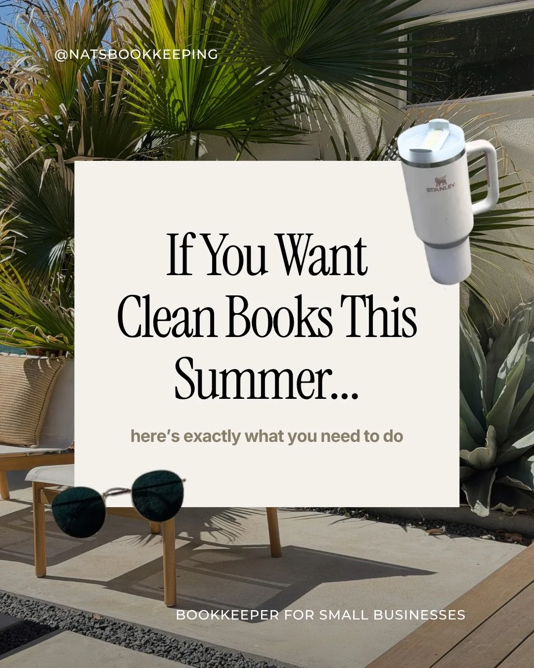 If you want clean books this summer, here&rsquo;s your to-do list &darr;

Hire a bookkeeper (preferably me!!). 📚

It&rsquo;ll take you like two seconds (read: 2 minutes) to book a Discovery Call on my website. 

Then, if you start working with me in