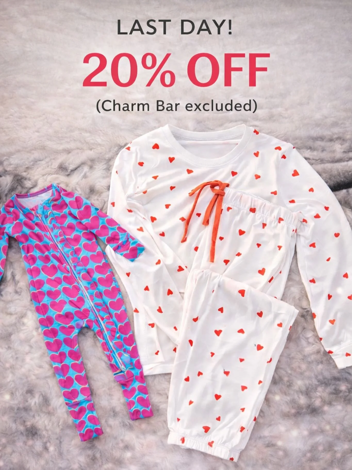 Sweet hearts &amp; even sweeter deals 💕
LAST DAY for 20% OFF!
Open 10:30&ndash;5 ✨
Charm Bar excluded