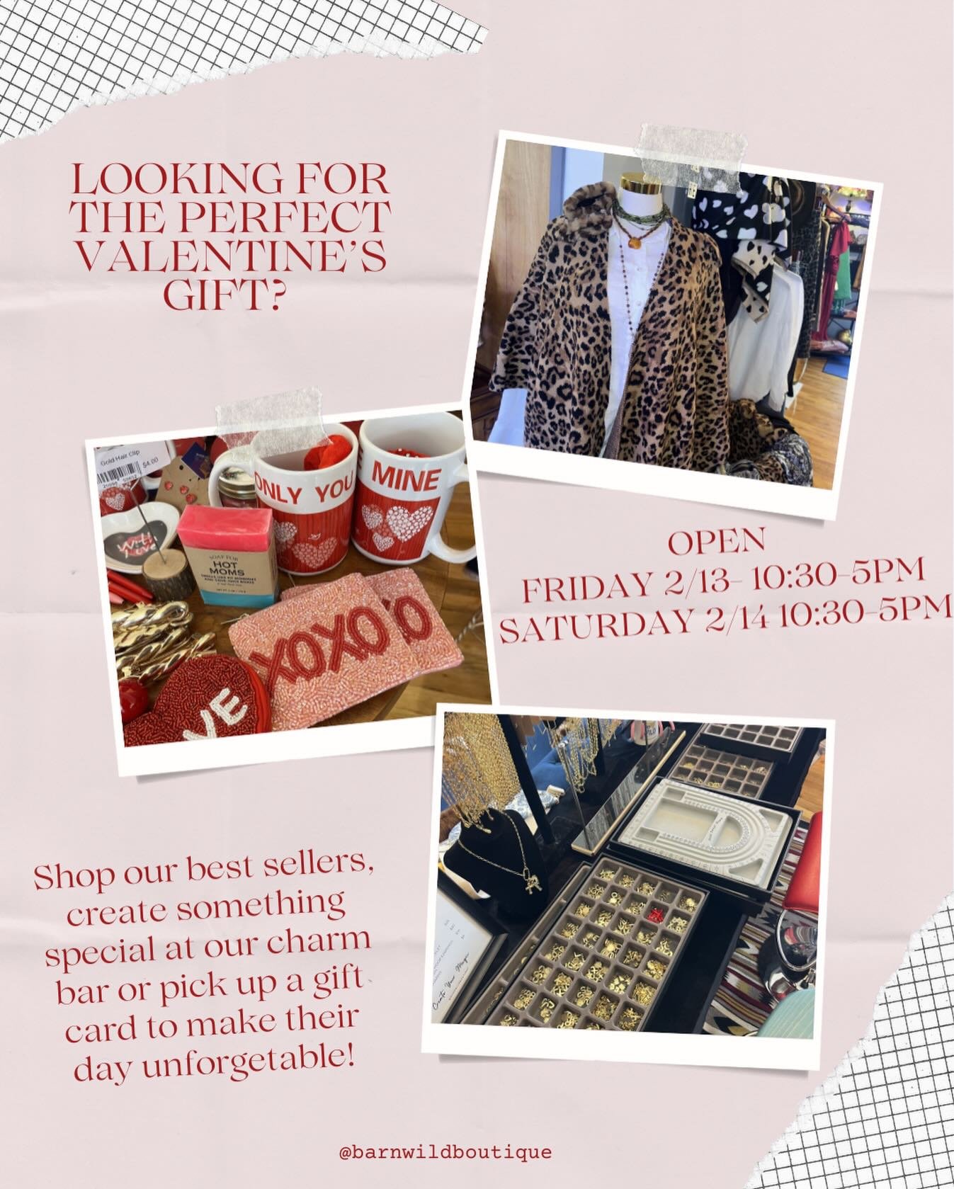 Love is in the air 💘 One more day until Valentine&rsquo;s Day! Stop by Barn Wild to grab the perfect gift for your special someone.

#ShopLocal #BarnWildBoutique #valentines #clintonct