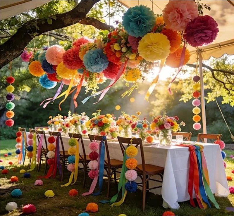 the colorful party tablescape