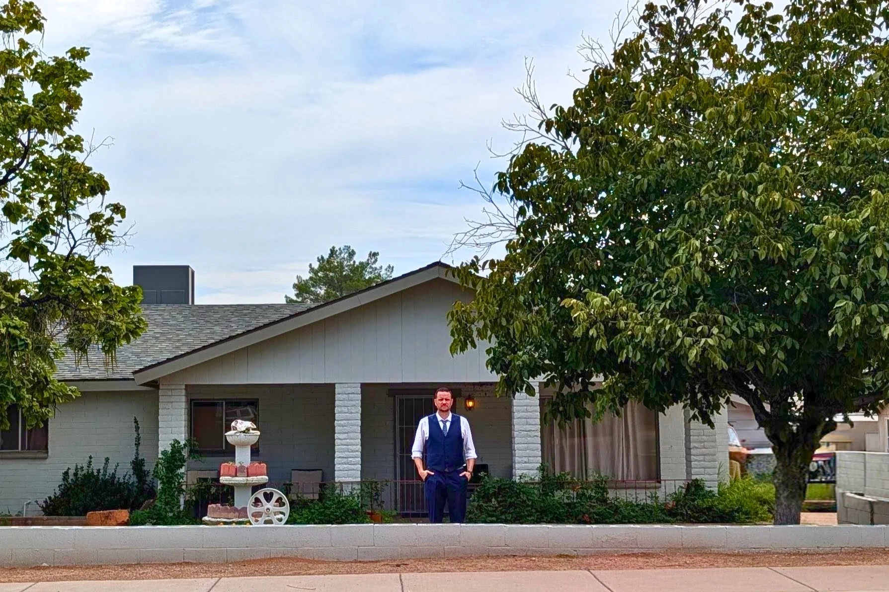 Brian Webb in front of his home in Cottonwood