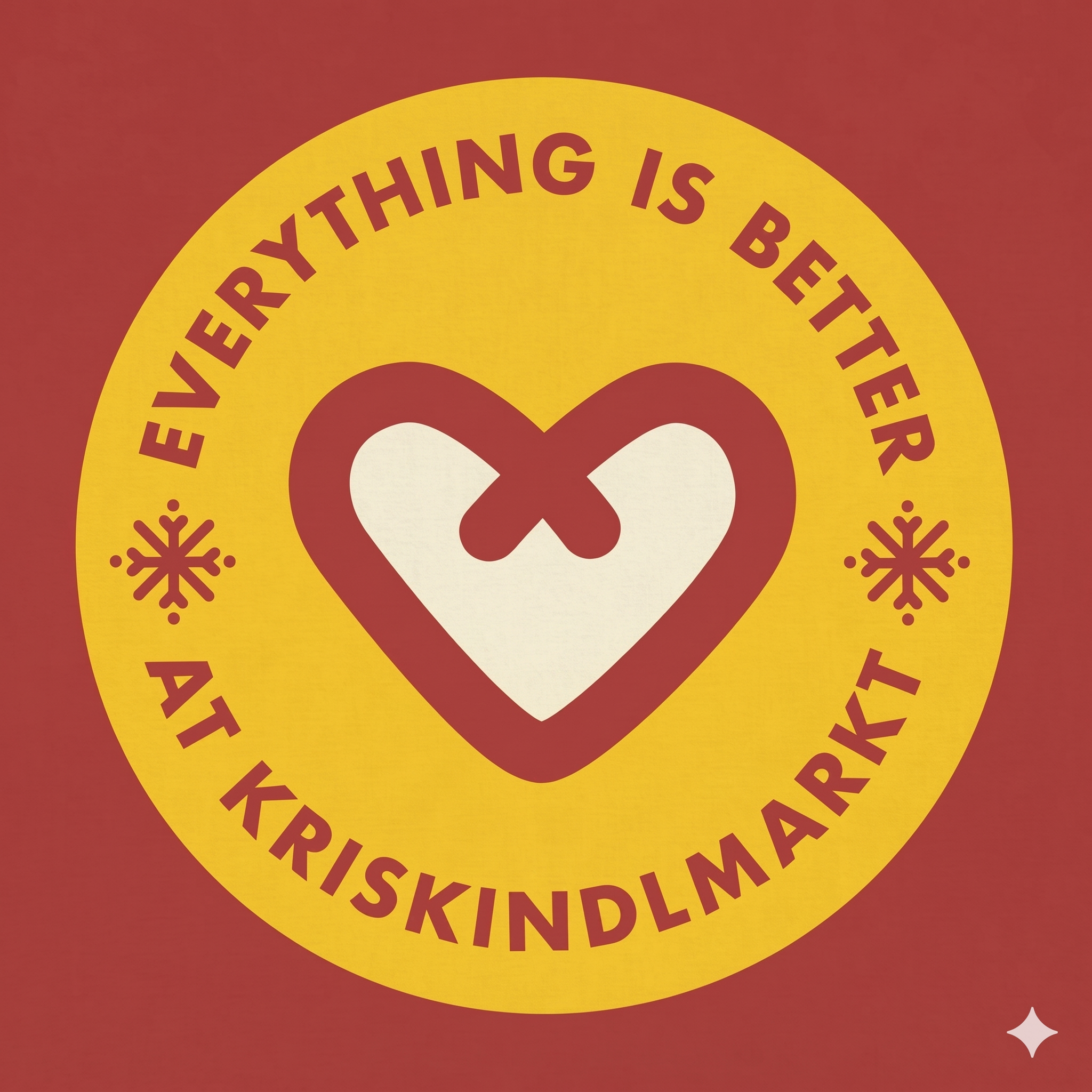 A circular yellow sign with red text that reads, 'EVERYTHING IS BETTER WITH SKINPRIME' on a red background, with snowflake icons.