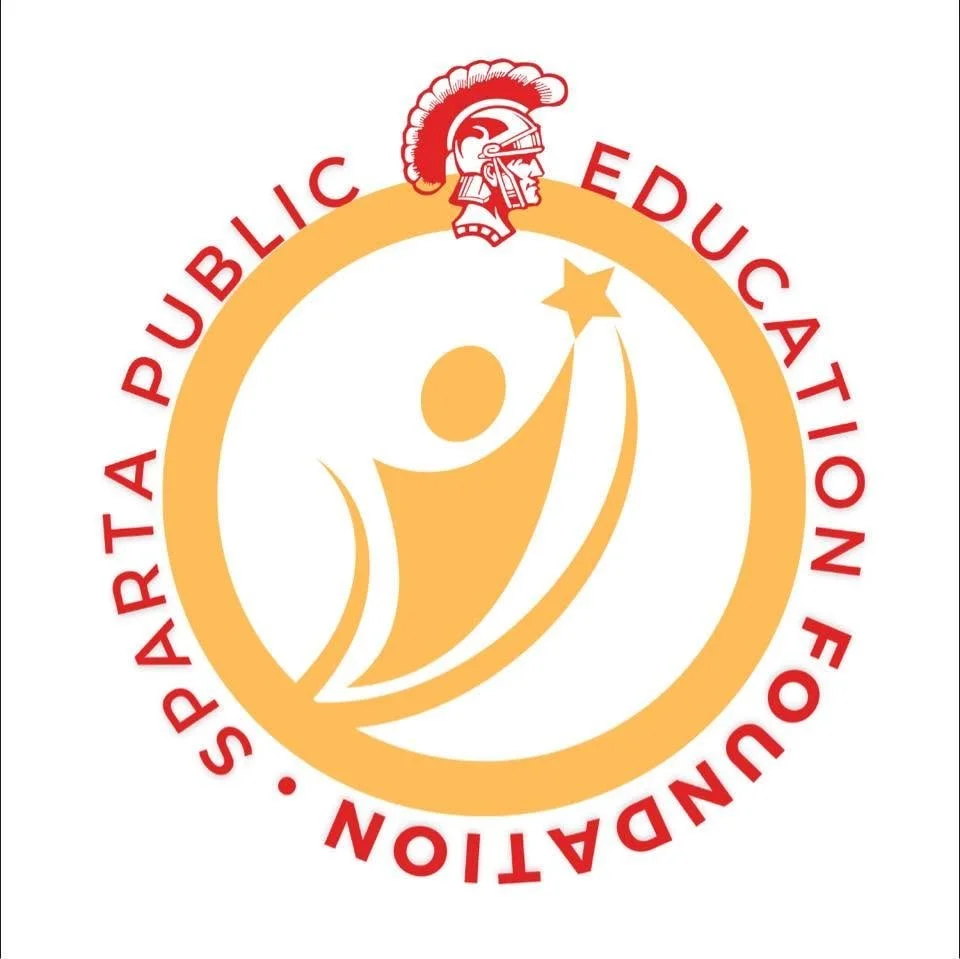 Logo of the Spokane Public Education Foundation featuring a stylized human figure reaching for a star inside a circular design, with a Spartan helmet at the top and red text that reads 'Spokane Public Education Foundation'.