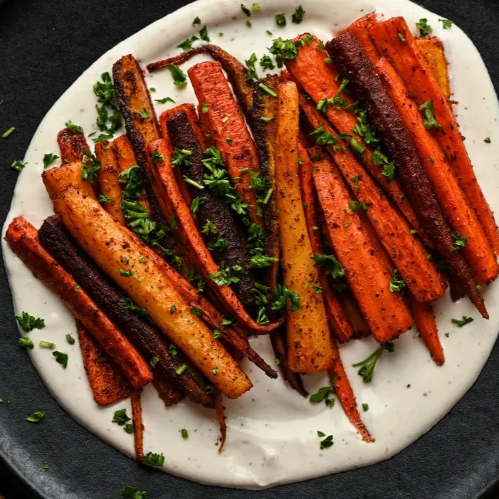 Spiced Roasted Carrots Over Whipped Feta