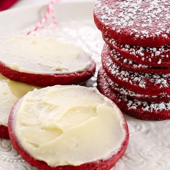 Red Velvet Sugar Cookies with Cream Cheese Frosting