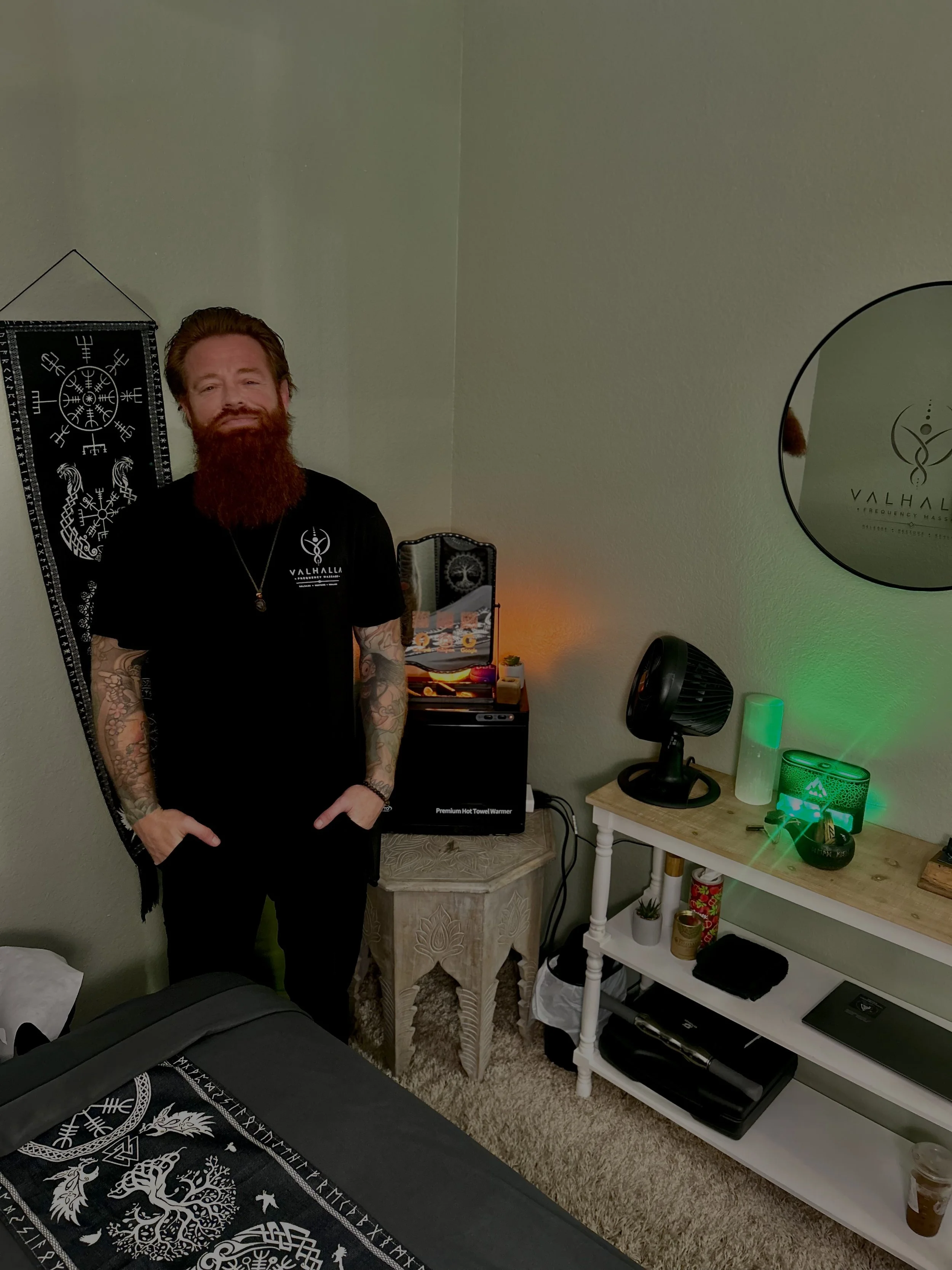 Michael Drum, Licensed massage therapist and founder of Valhalla Frequency Massage in Allen, Texas.