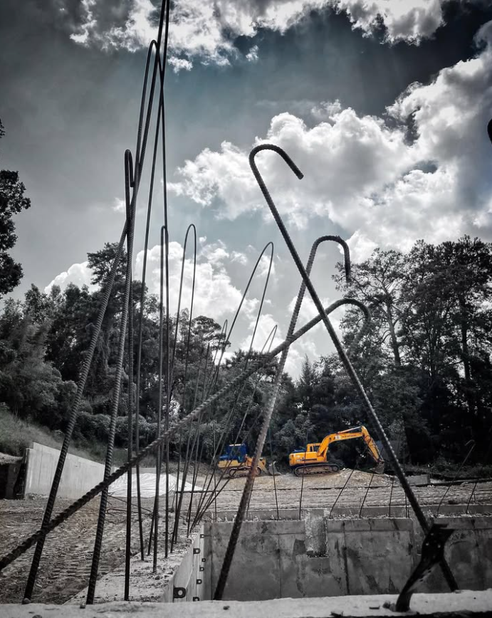 rebar and heavy equipment