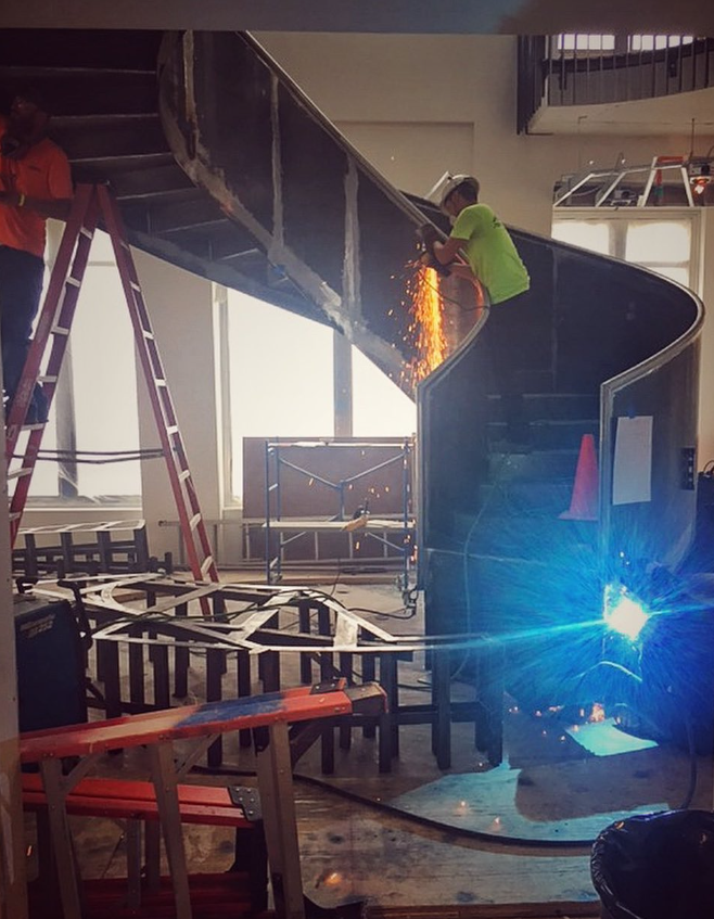 steel stair construction on site