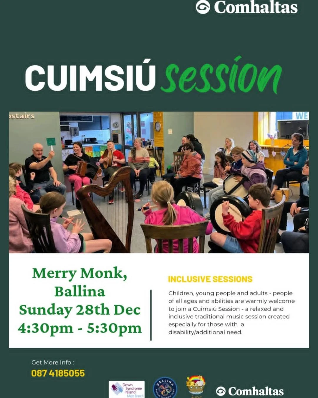 Join Our Next Inclusive Session! 🎶

Whether you play the fiddle, bodhr&aacute;n, harp, banjo or any instrument, love to sing or dance, or simply enjoy the music, this is a wonderful opportunity to experience the magic of a trad session surrounded by