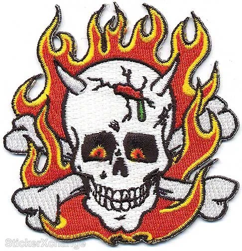 Kozik Flaming Skull Vintage Poster Pop Embroidered Iron On Patch