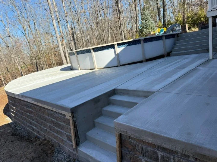 Pool deck install with steps