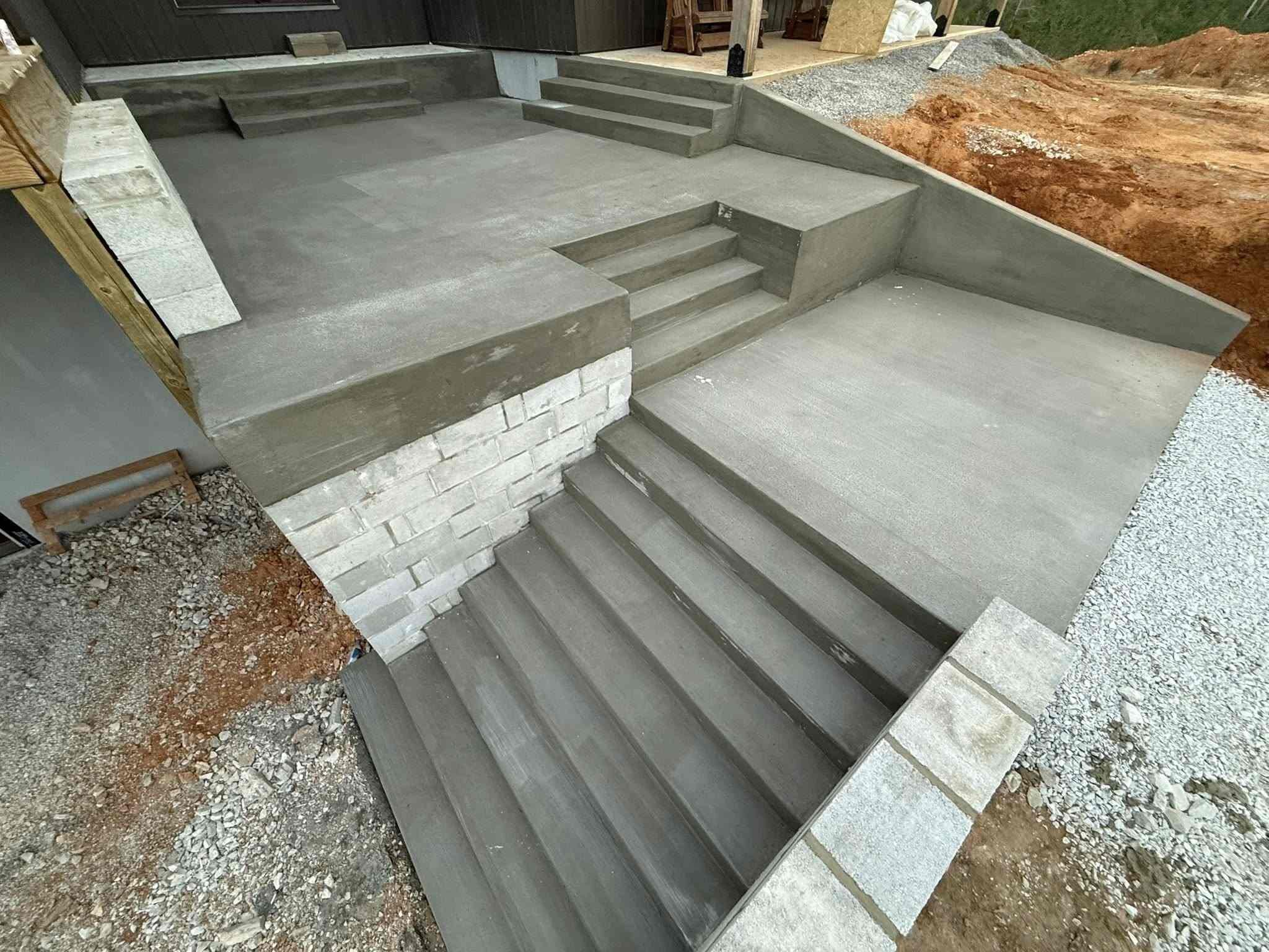 Concrete stairs Manchester TN installed with wide steps and durable concrete surfaces for long-term use