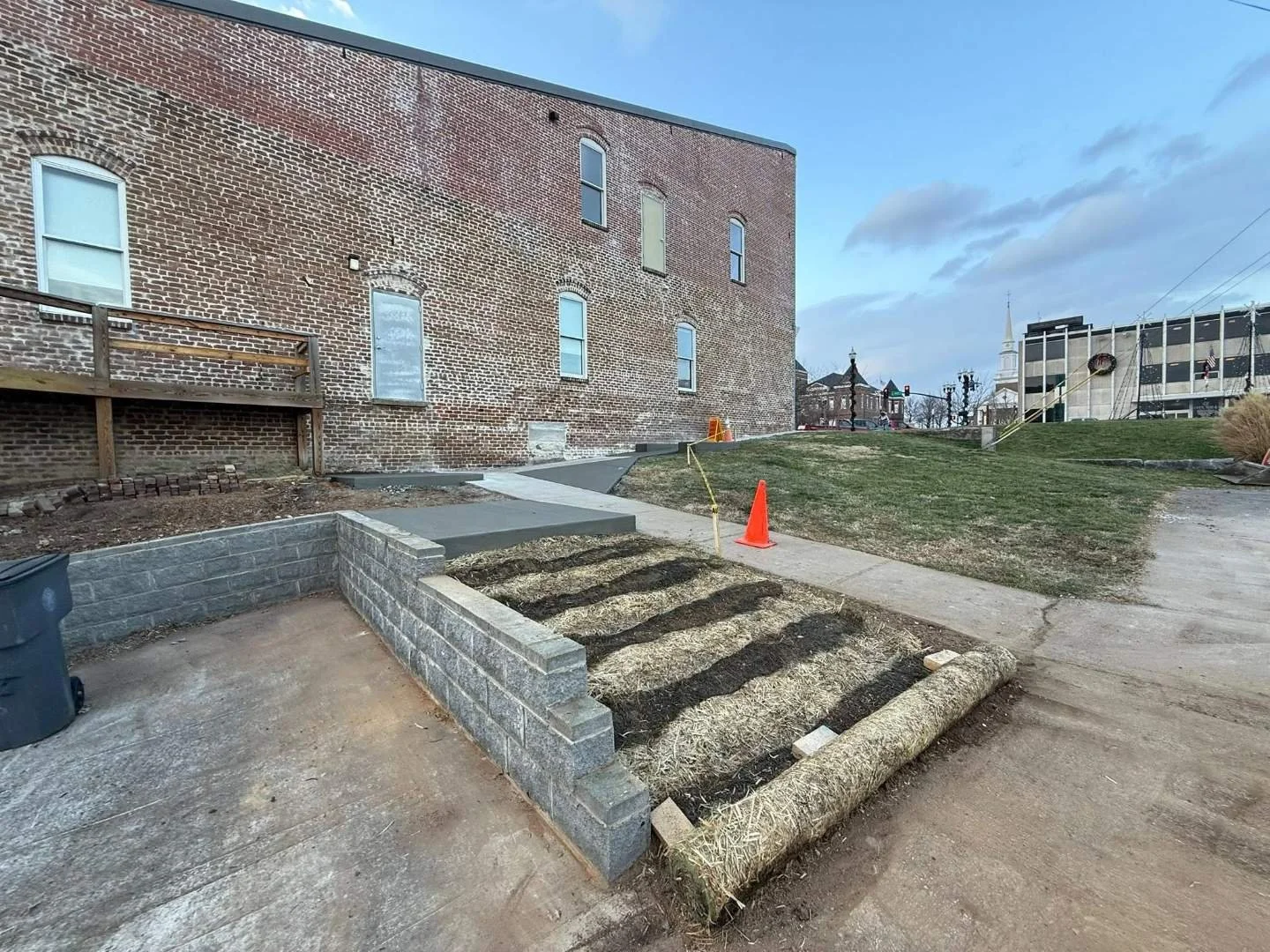 Panther Creek Forestry building exterior with completed concrete sidewalk in McMinnville, TN