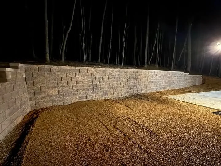 retaining wall installation on hillside property in Monteagle Tennessee