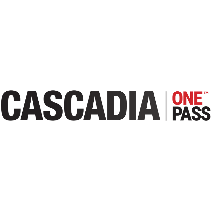 Cascadia ONE Pass logo in black and red text.